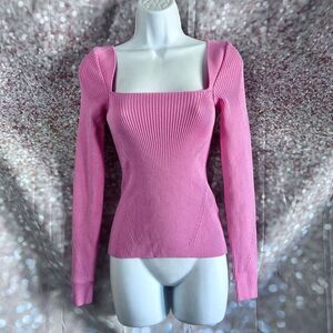 Anna October Barbie pink square neck tie back sweater, size 4